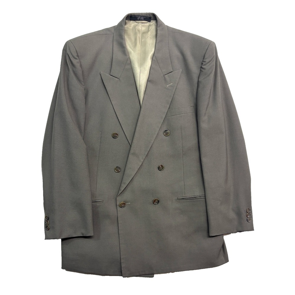 vtg Albert Nipon USA 44R Olive Green Double Breasted Blazer Jacket Sport Coat